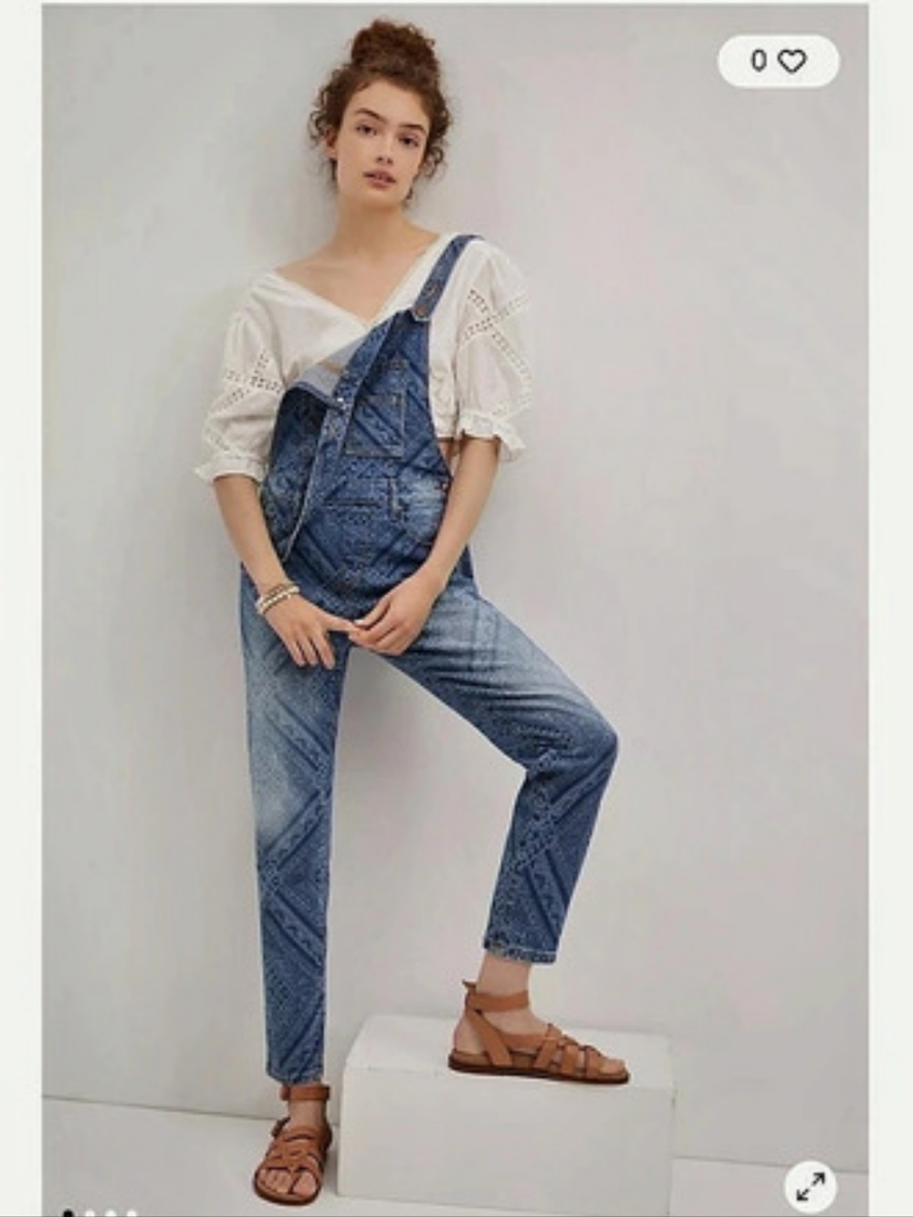 Driftwood Farrah Printed Overalls in Blue & White